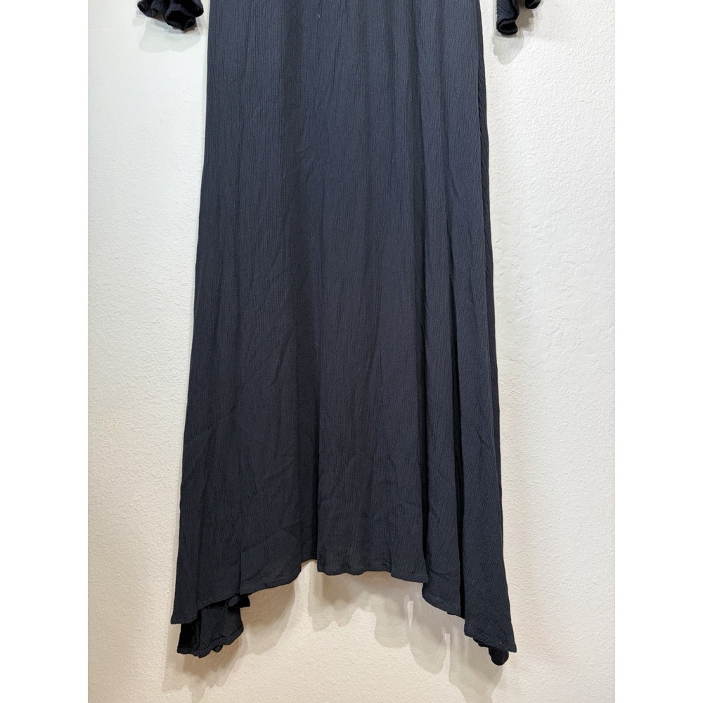 Witchy Gothic Flounce Sleeve Maxi Dress Small Black Dark Romantic Boho Festival - Picture 3 of 14